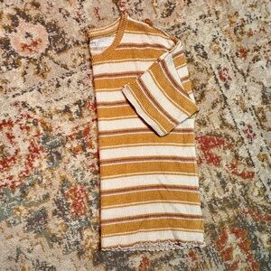 AE Striped Sweater Knit Lettuce Edge Crop Top